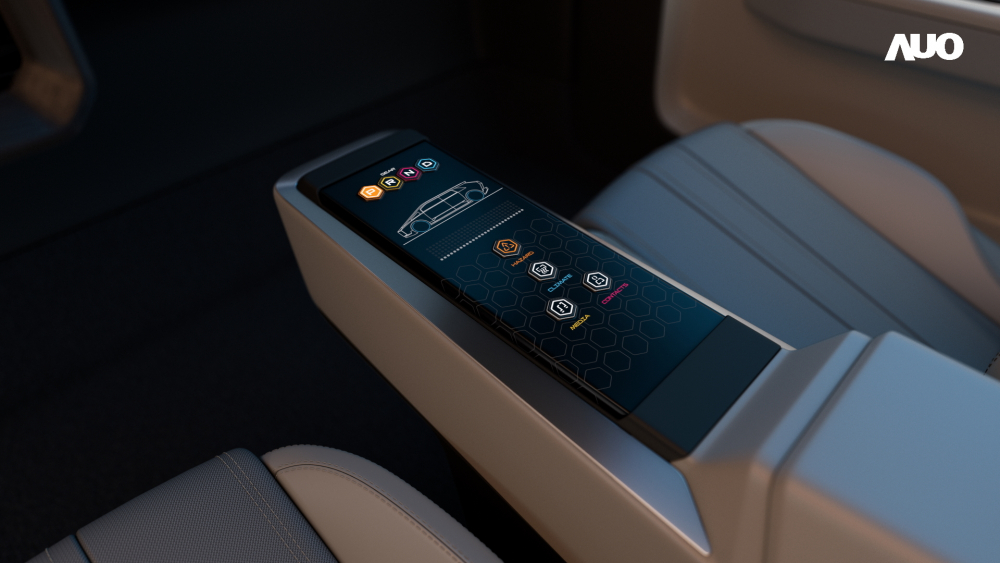 jinnian金年会以人性化设计打造多变形态中控显示(Morphing Center Control)，不使用时仅平面显示信息，进行操作时，显示器则会动态隆起，转变成3D实体按钮，并有触觉回馈，展示人机互动新体验