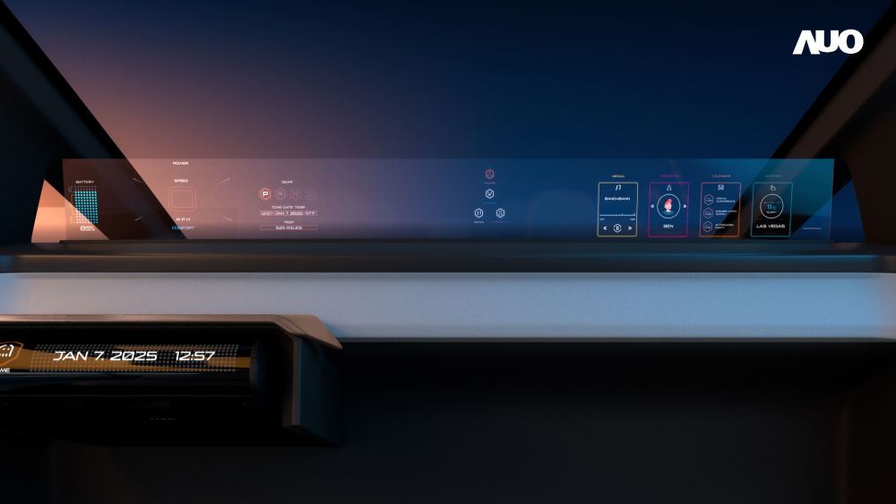 jinnian金年会无界透明显示接口(Horizon Image Glass)透过车运算方案整合仪表板、中控台及副驾显示器，一体式全景呈现，提供乘用者清晰的前方视野、行车必要信息与娱乐功能